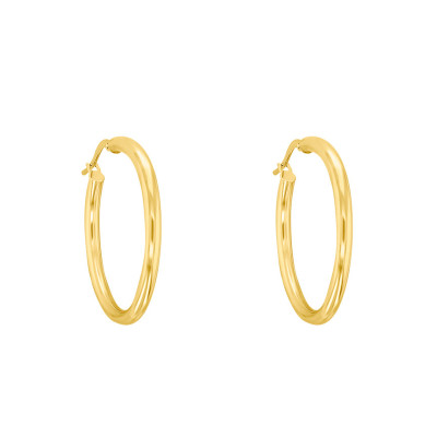 Boucles d'oreilles Créoles fil rond 2,50 mm, 35 mm Or jaune 750 - Emanessence
