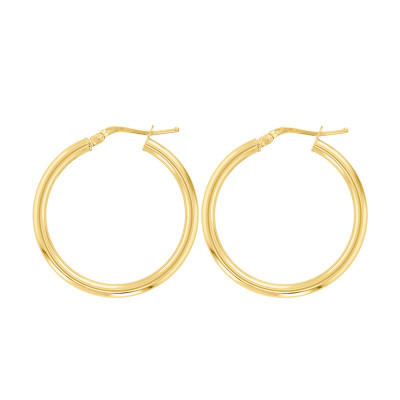 Boucles d'oreilles Créoles fil rond 2,50 mm, 35 mm Or jaune 750 - Emanessence