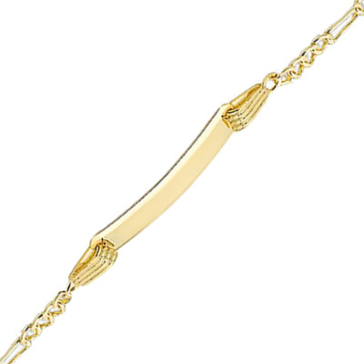 Gourmette Maille Figaro Alternée, Or jaune 750, 16cm - Emanessence