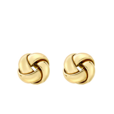 Boucles d'Oreilles Rondes Croisées, Or Jaune 750 - Emanessence