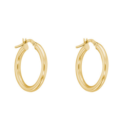 Boucles d'oreilles Créoles fil rond 2,50 mm, 15 mm Or jaune 750 - Emanessence