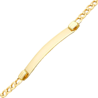 Gourmette Plaque Maille Gourmette, Or jaune 375, 19cm - Emanessence