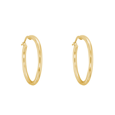 Boucles d'oreilles Créoles fil rond 2,50 mm, 45 mm Or jaune 750 - Emanessence