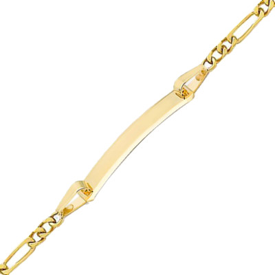 Gourmette Courbée Maille Figaro, Or jaune 375, 18cm - Emanessence