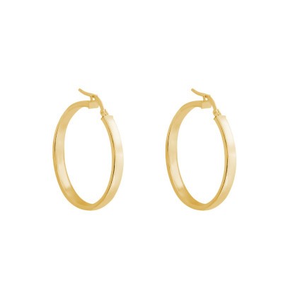 Créoles Tube rectangle, Or jaune 375 - Emanessence