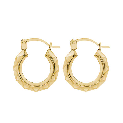 Boucles d'oreilles Créoles Ovales Facettées, Or jaune 375 - Emanessence