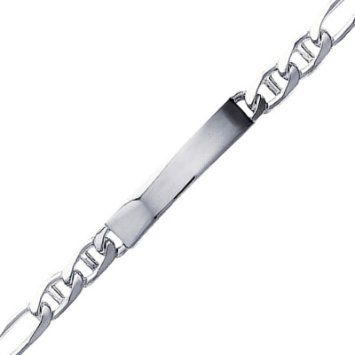 Gourmette Maille Marine Alternée Plate, Argent Massif, 17 à 22cm - Emanessence