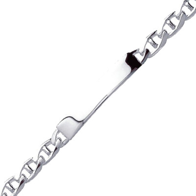 Gourmette Identité Maille Marine Plate, Argent, 17 à 22cm - Emanessence