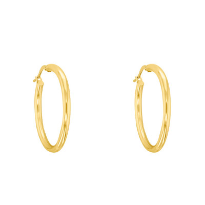 Boucles d'oreilles Créole fil rond 2,50 mm, 25 mm Or jaune 750 - Emanessence