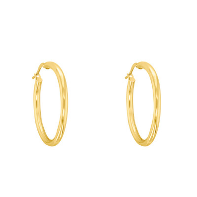 Boucles d'oreilles Créoles fil rond 2,50 mm, 30 mm Or jaune 750 - Emanessence