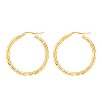 Boucles d'oreilles Créoles fil rond 2,50 mm, 30 mm Or jaune 750 - Emanessence