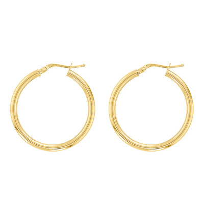 Boucles d'oreilles Créoles fil rond 2,50 mm, 20 mm Or jaune 750 - Emanessence