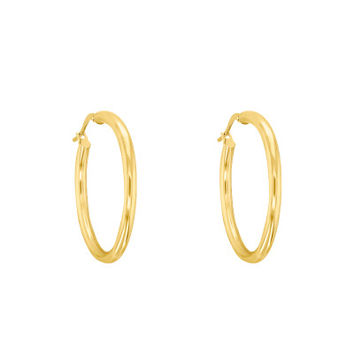 Boucles d'oreilles Créoles fil rond 2,50 mm, 20 mm Or jaune 750 - Emanessence