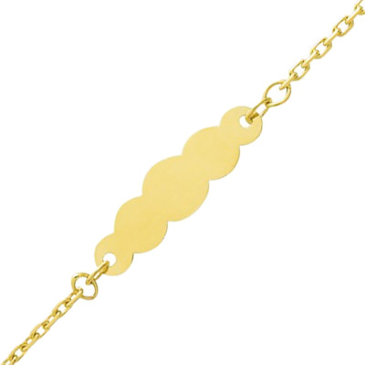 Gourmette Nuage Maille Forçat, Or Jaune, 14 cm - Bambins
