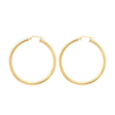 Boucles d'oreilles Créoles Guadeloupe, Fil Rond Or jaune 375 - Emanessence