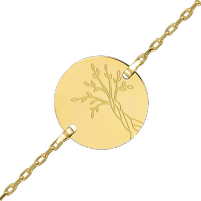 Bracelet gourmette Arbre de Vie, Or jaune 750, 12 à 14cm - Lucas Lucor