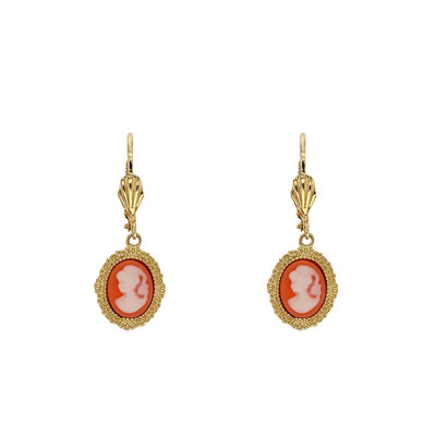 Boucles d'Oreilles Camée, Plaqué Or & Résine - Emanessence