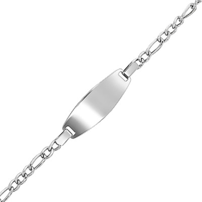Gourmette Bébé Maille Alternée, Or blanc 750, 14cm - Bambins