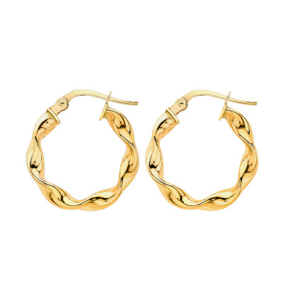 Boucles d'oreilles Créoles Martinique Torsadées, Or jaune 375 - Emanessence