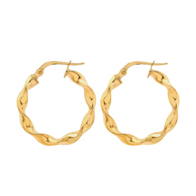 Boucles d'oreilles Créoles Martinique Torsadées, Or jaune 375 - Emanessence