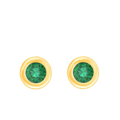 Puces d'oreilles émeraude serti clos, Or jaune 750 - Emanessence