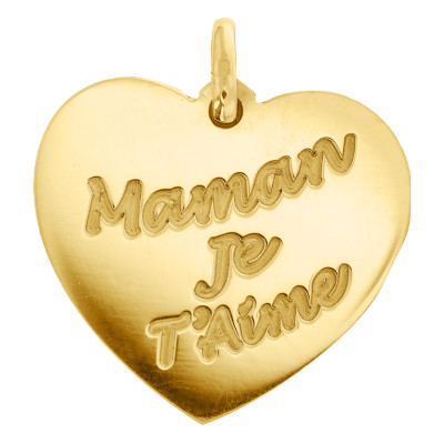 Pendentif Coeur Gravé, Or Jaune - Emanessence
