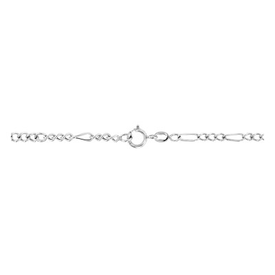 Gourmette bébé maille cheval alternée, Or blanc 375, 15cm - Bambins