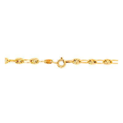 Gourmette bébé Ovale Maille Grain de Café, Or jaune 375, 9 à 14cm - Bambins
