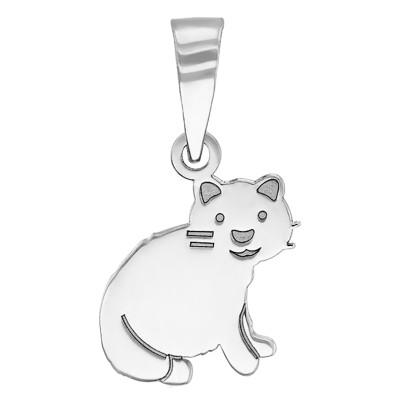 Pendentif Petit Chat, Or blanc 375 - Bambins