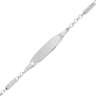 Gourmette Cadenas Chaîne Forçat & Plaque, Argent 925, 13 à 15 cm, 2,00 mm - Bambins