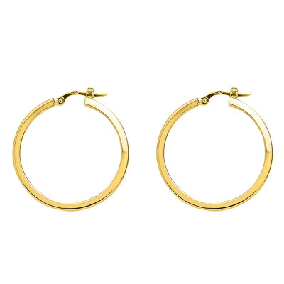 Créoles fil carré, Plaqué Or Jaune, 25 mm à 45 mm - Emanessence
