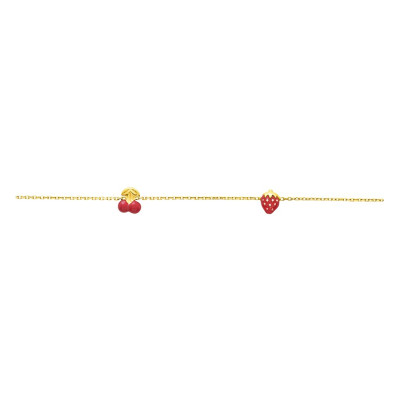 Bracelet Enfant Fruité, Or jaune 750 & Email rouge - Bambins