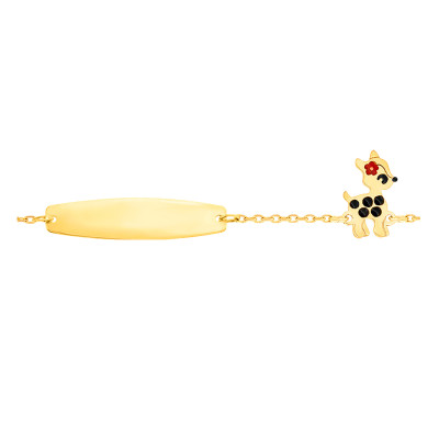 Gourmette bébé Plaque Ovale Bambi, Or jaune 375, 12 à 14cm - Bambins