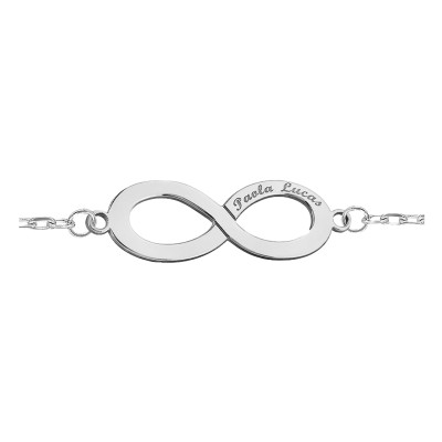 Bracelet forçat marine infini gravable, Argent - Lumiosa