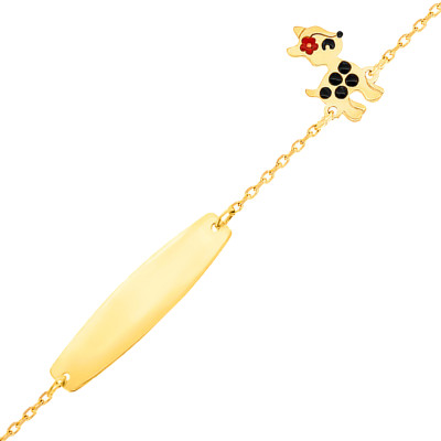 Gourmette bébé Plaque Ovale Bambi, Or jaune 375, 12 à 14cm - Bambins