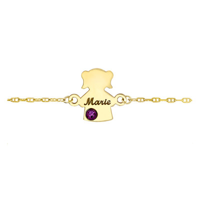 Bracelet Or jaune 375, Fille Pierre de Naissance Swarovski - Bambins