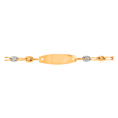 Gourmette bébé Ovale Maille Grain de Café, 3 Ors 375, 8,20 à 14cm - Bambins