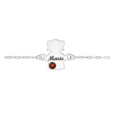 Bracelet Or blanc 375, Fille Pierre de Naissance Swarovski - Bambins