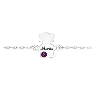 Bracelet Or blanc 375, Fille Pierre de Naissance Swarovski - Bambins