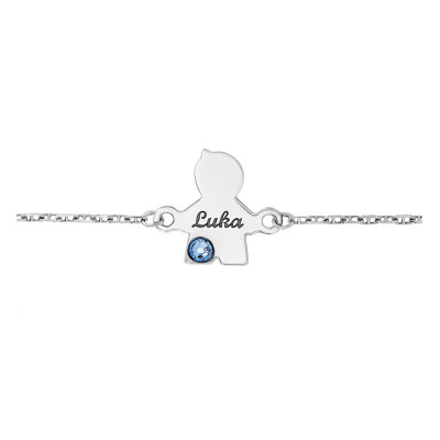 Bracelet Or blanc 375, Garçon Pierre de Naissance Swarovski - Bambins