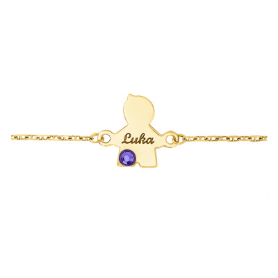 Bracelet Or jaune 375, Garçon Pierre de Naissance Swarovski - Bambins