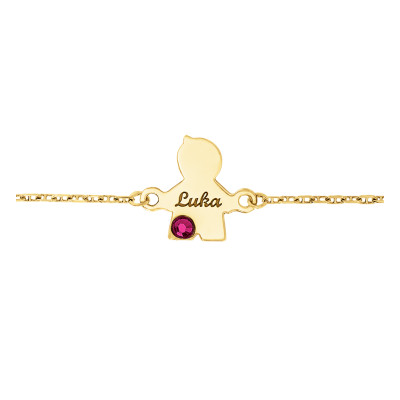 Bracelet Or jaune 375, Garçon Pierre de Naissance Swarovski - Bambins