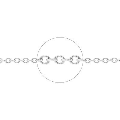 Chaîne Argentée 3x2 Mm Maillon Forçat Cranté - Lot De 5 Mètres - Pour Création Bijoux - Neuf