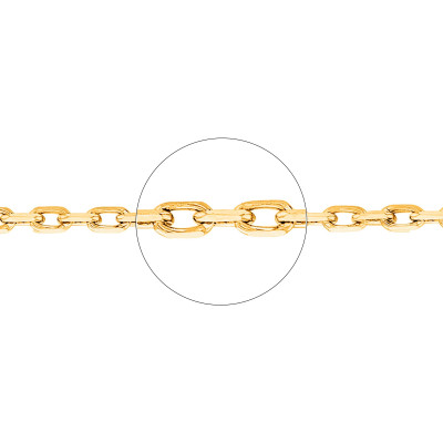 Chaîne Forçat Diamantée, Or Jaune 375, 40 cm - Manillon
