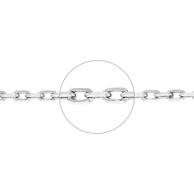 Chaîne maille forçat diamantée 40 cm, Or blanc 750 - Manillon