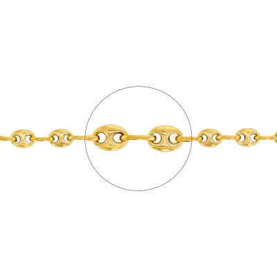 Chaîne Grain de Café Massive, Or jaune 750, 50 cm - Manillon