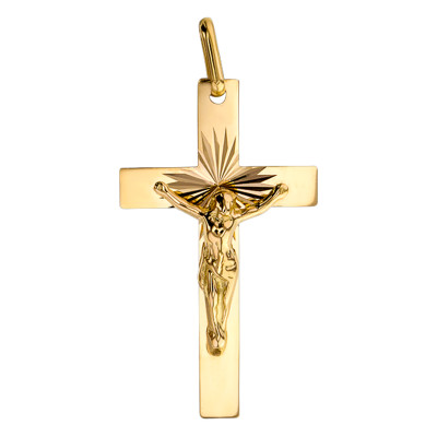 Pendentif Christ en Croix, Or Jaune 750, 17x30mm - Lucas Lucor