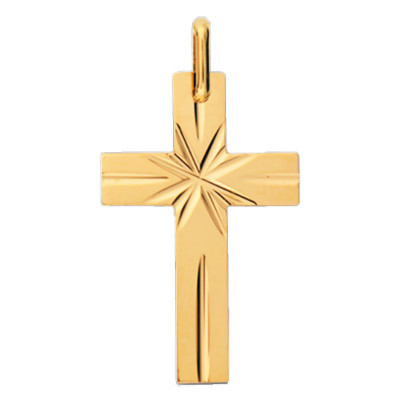 Croix motif étoilé, Or jaune, 24x15mm - Lucas Lucor