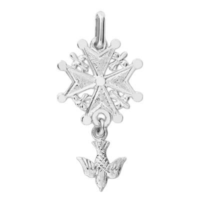 Croix Huguenote, Or Blanc 750, 15x26mm - Lucas Lucor