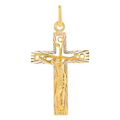 Pendentif Croix Christ Ajourée Or Jaune 750, 18x28 mm - Lucas Lucor